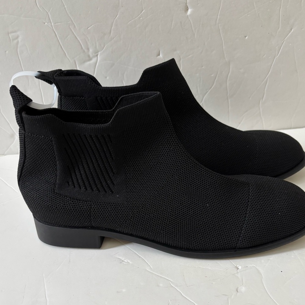 Black Knit Slip-On Chelsea Boots